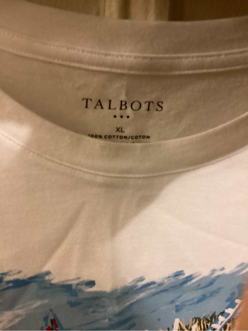 Talbots XL White Dog with American Bandana at beach short sleeve tee - Picture 6 of 7